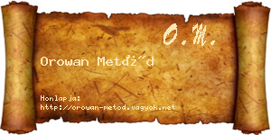 Orowan Metód névjegykártya